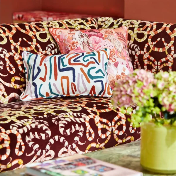multi colour swiggle cushion on snake cofa