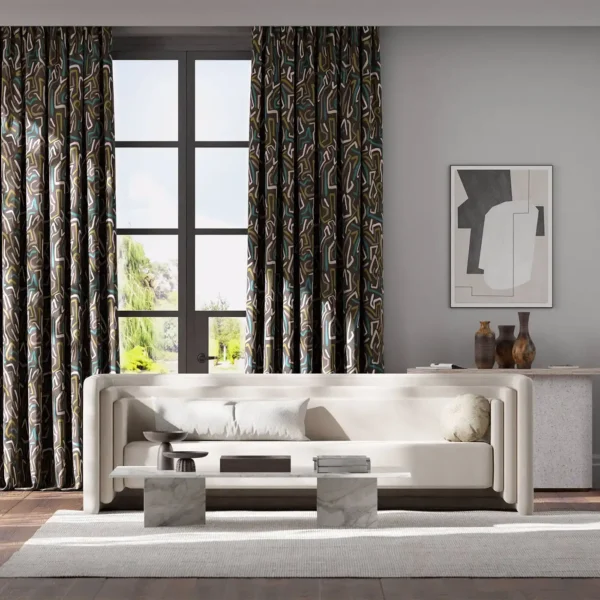 dark multi colour swiggle curtains
