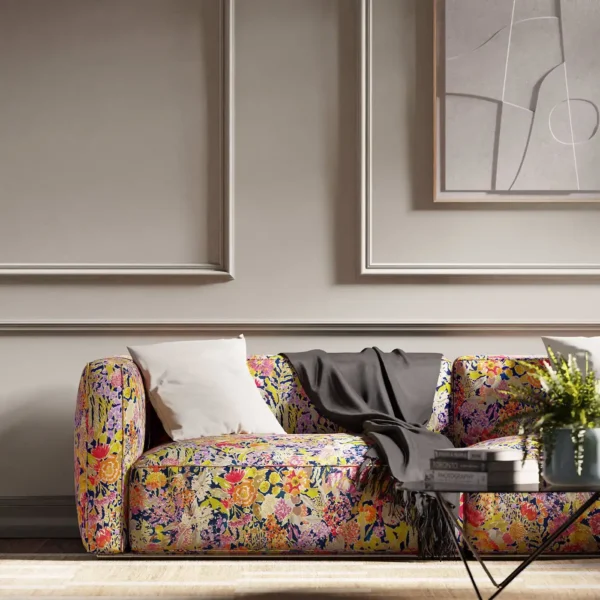 Sanguine Fabric - Pomegranate / Clementine / Peony / Blueberry by multi colours flower sofa