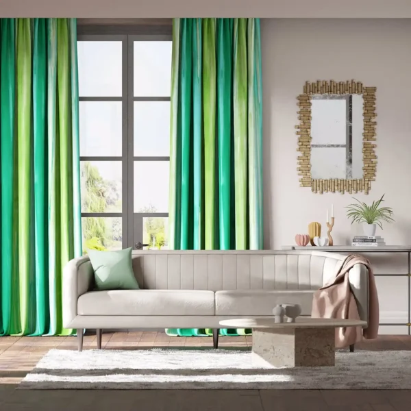 Rewilded Fabric - Wild Water / Lagoon / Sky by green to yellow ombre curtains