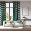 blue curtains with white flower curtains