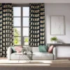 black curtains with white flower curtains
