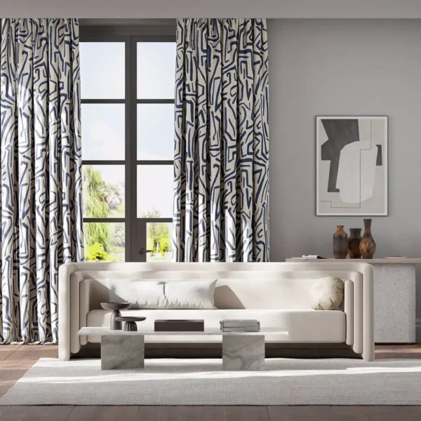 black swiggle curtains