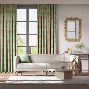 light green ikat geometric curtains