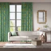 green ikat geometric curtains