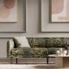 brass colour animal print sofa