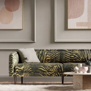 brass colour animal print sofa