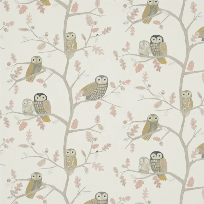 Little Owls Fabric - Powder swatch