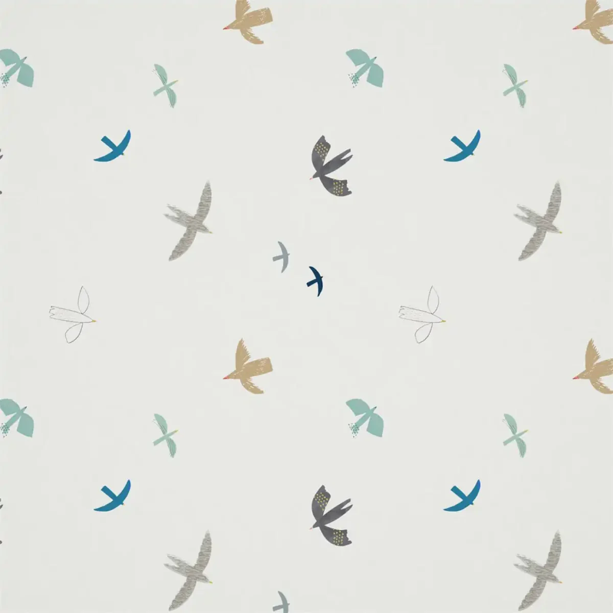 Skies Above Fabric - Duck Egg / Linen by multicolour animal cotton fabric from Harlequin