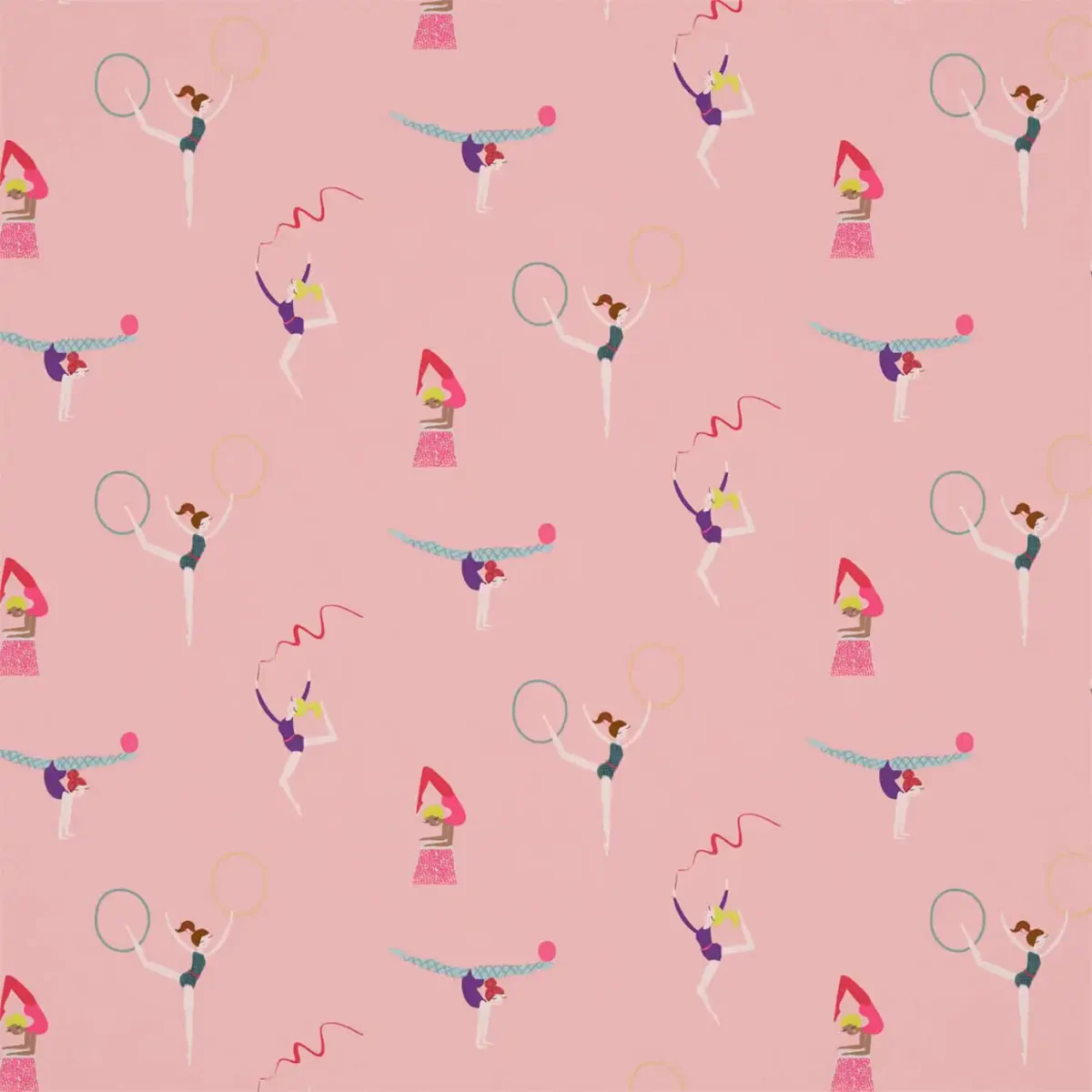 Balancing Act Fabric - Blossom / Raspberry / Grape by pink children's cotton fabric from Harlequin