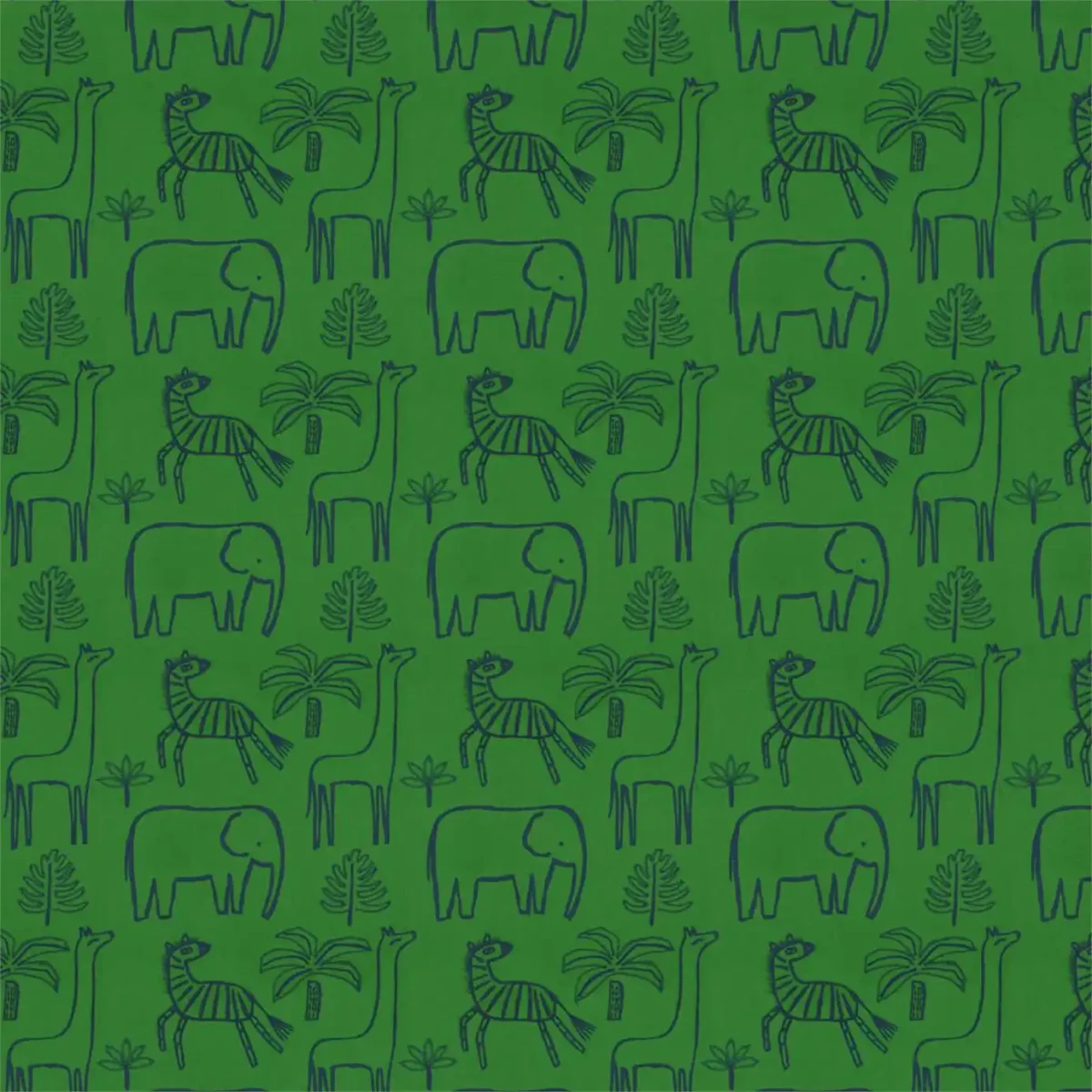 Funky Jungle Fabric - Gecko / Cobalt by green animal printed fabric from Harlequin