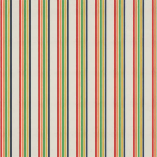 Helter Skelter Fabric - Stripe Navy / Poppy / Apricot / Gecko by multicolour children's cotton fabric from Harlequin