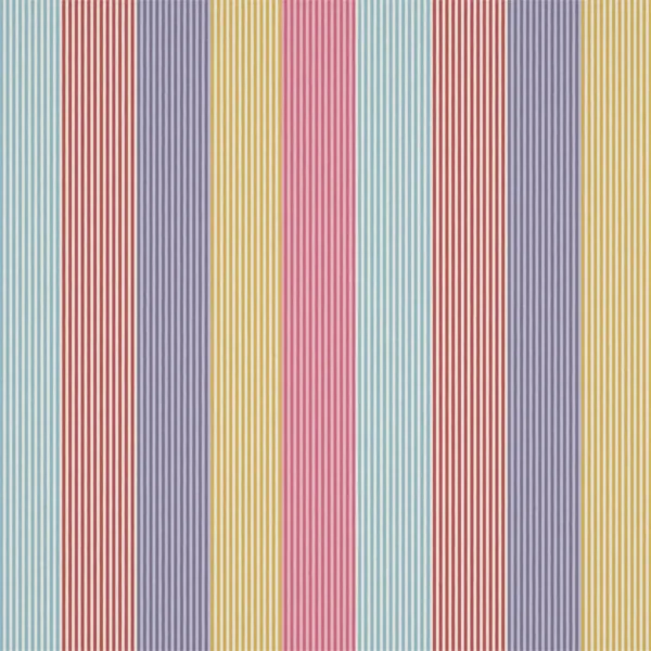 Funfair Stripe Fabric - Grape / Cherry / Pineapple / Blossom by multicolour children's cotton fabric from Harlequin
