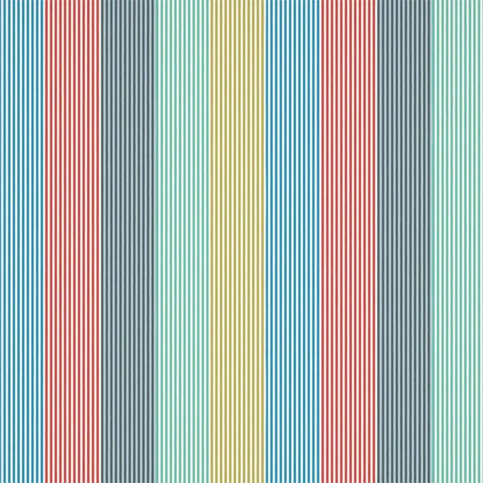 Funfair Stripe Fabric - Ink / Aqua / Kiwi / Marine / Poppy swatch