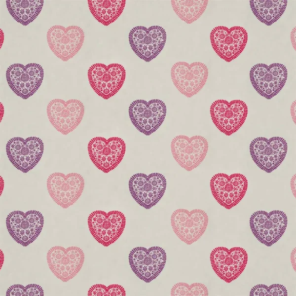 Sweet Heart Fabric - Pink / Purple by multicolour children's printed fabric from Harlequin
