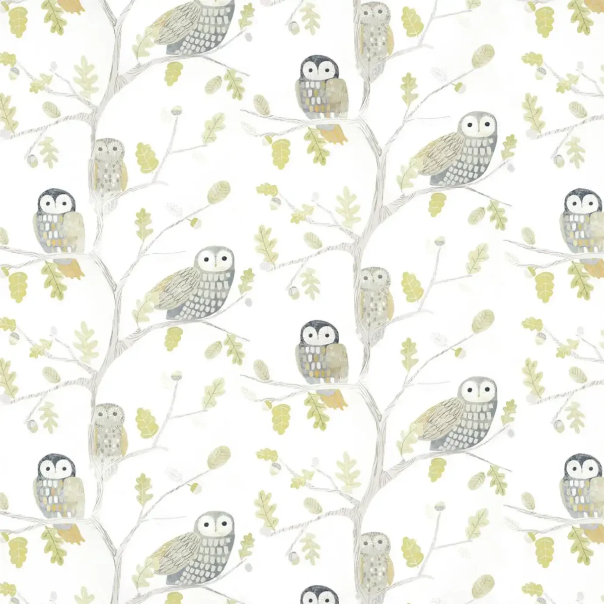 Little Owls Wallpaper - Kiwi by black-grey animal wallpaper from harlequin
