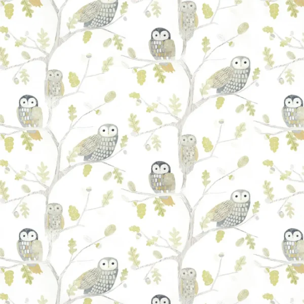 Little Owls Wallpaper - Kiwi by black-grey animal wallpaper from harlequin