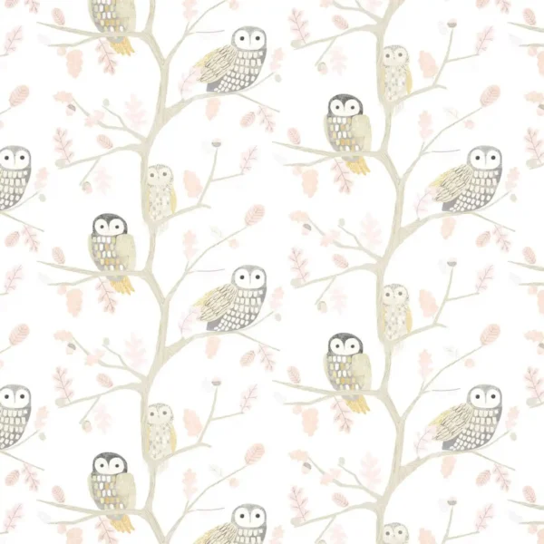 Little Owls Wallpaper - Powder by pink animal wallpaper from harlequin
