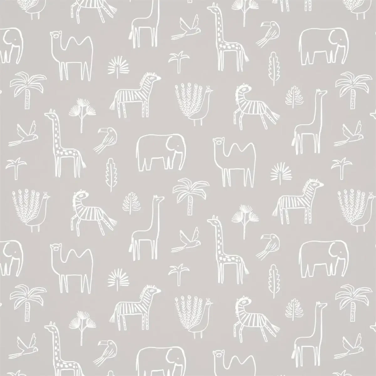 Funky Jungle Wallpaper - Stone by black-grey animal wallpaper from harlequin