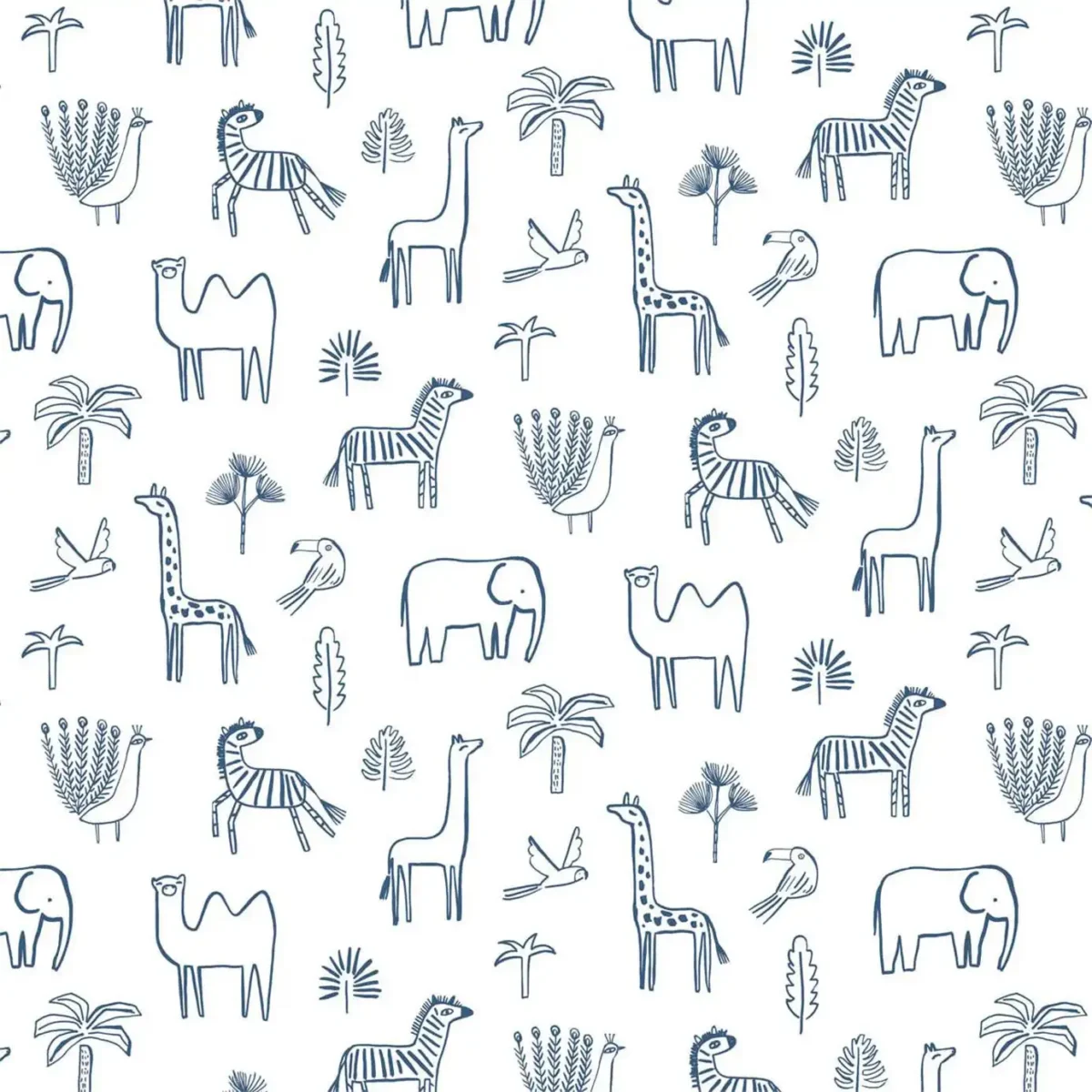 Funky Jungle Wallpaper - Navy by blue animal wallpaper from harlequin