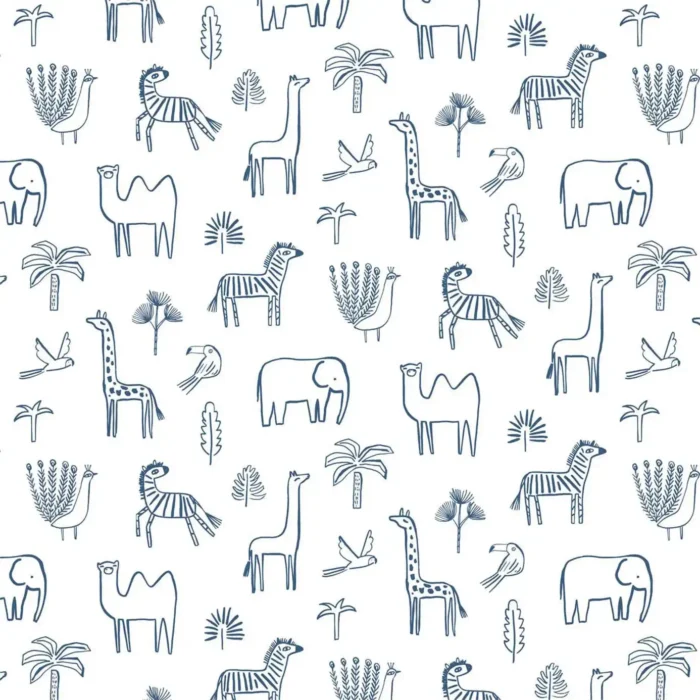 Funky Jungle Wallpaper - Navy swatch
