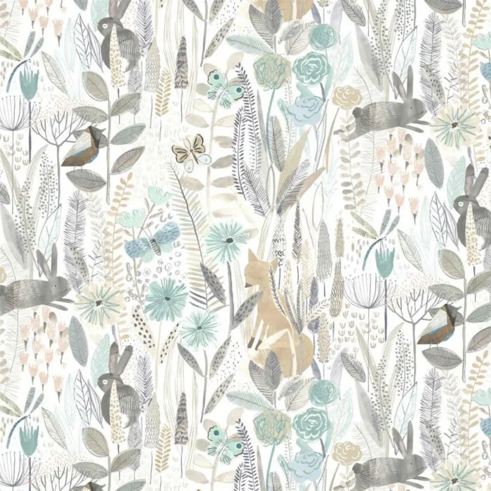 Hide and Seek Wallpaper - Linen / Duck Egg / Stone swatch