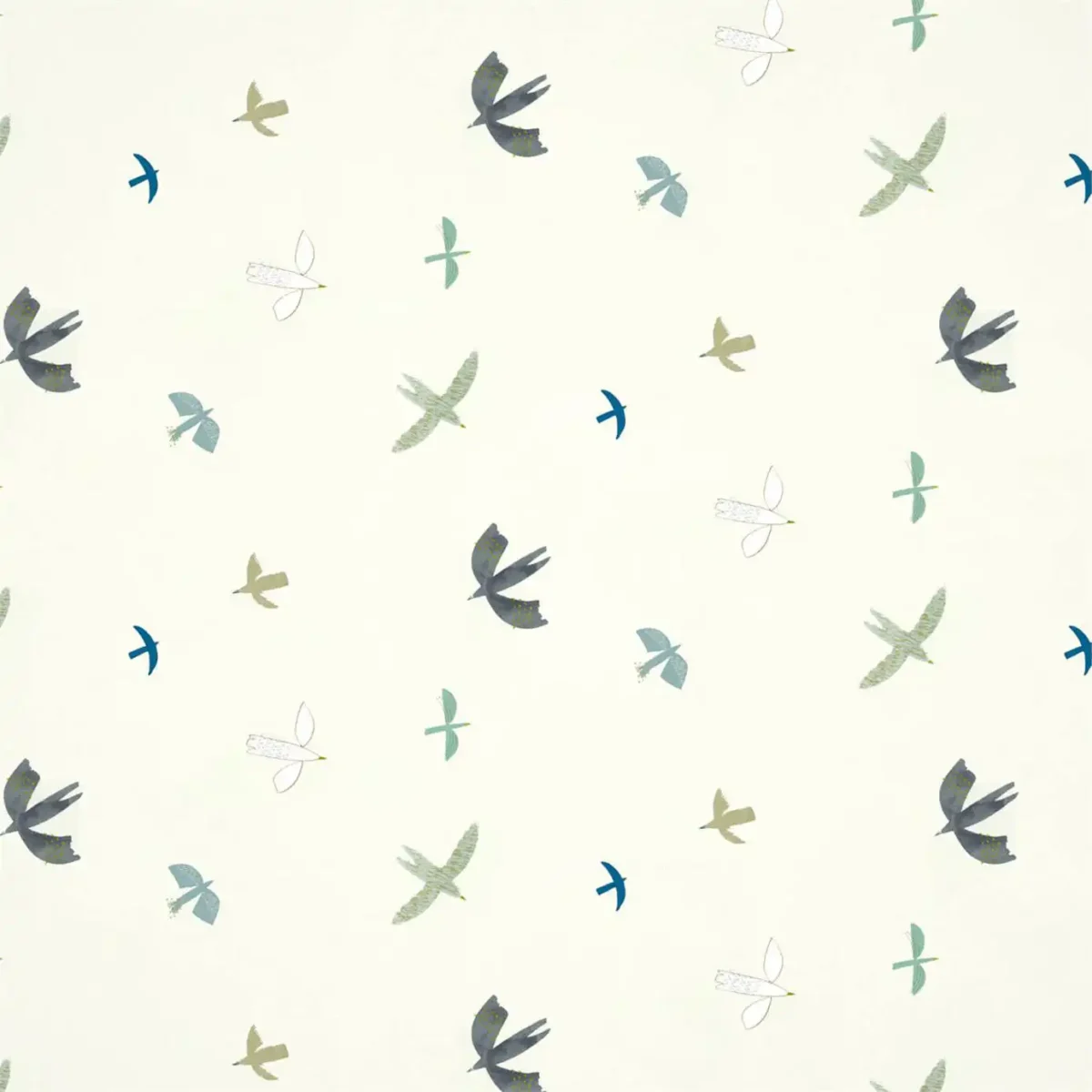 Skies Above Wallpaper - Duck Egg / Linen by multicolour animal wallpaper from harlequin