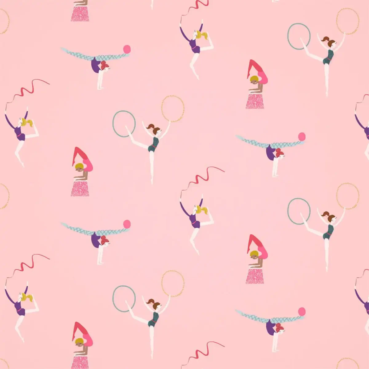 Balancing Act Wallpaper - Blossom / Raspberry / Grape by pink children's wallpaper from harlequin
