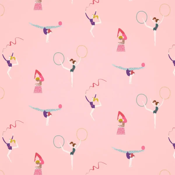 Balancing Act Wallpaper - Blossom / Raspberry / Grape by pink children's wallpaper from harlequin