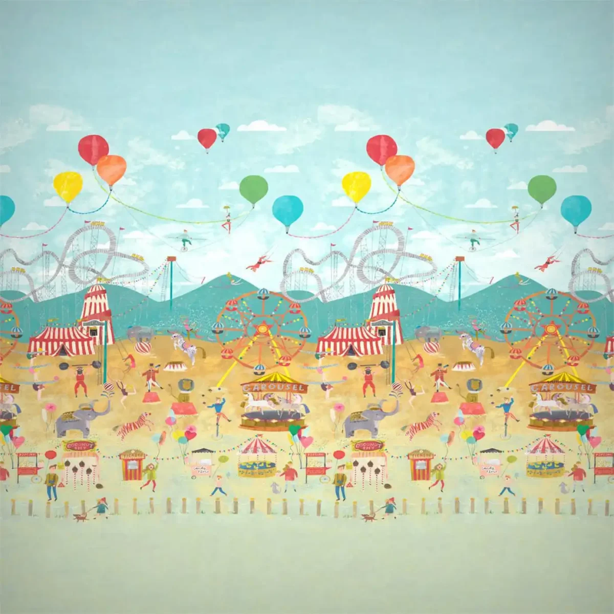 Lifes a Circus Wallpaper - Carousel by multicolour animal wallpaper from harlequin