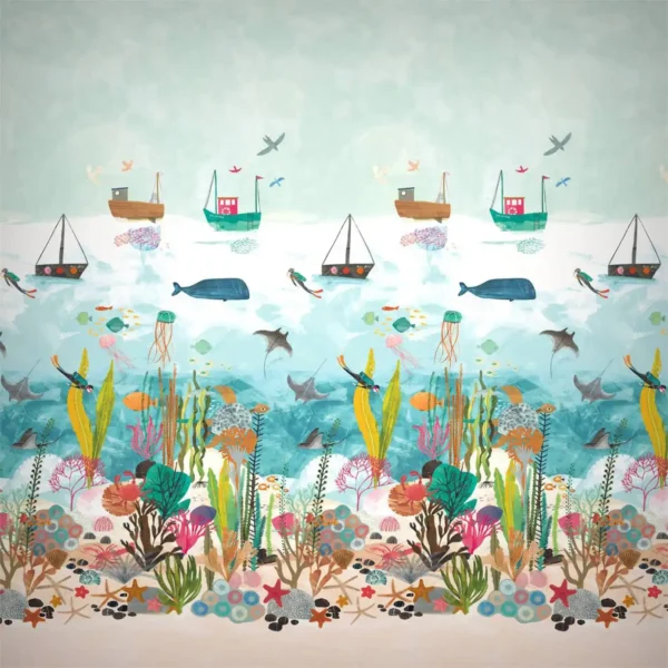 Above and Below Wallpanel - Marine Life by multicolour animal wallpaper from harlequin