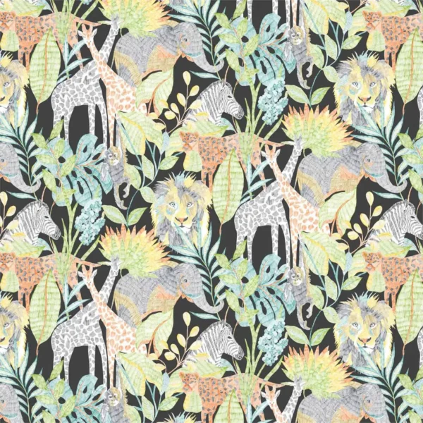 Into the Wild Wallpaper - Midnight / Jungle by multicolour animal wallpaper from harlequin