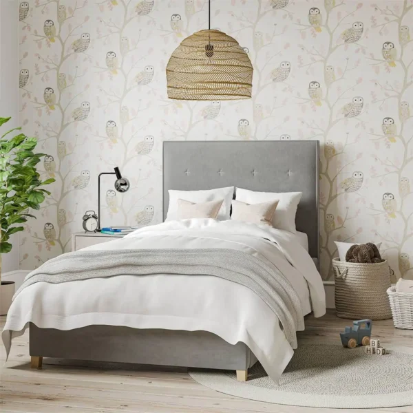 Little Owls Wallpaper - Kiwi by owl in tree childrens wallpaper with bed