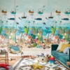 under the sea wall mural in playroom