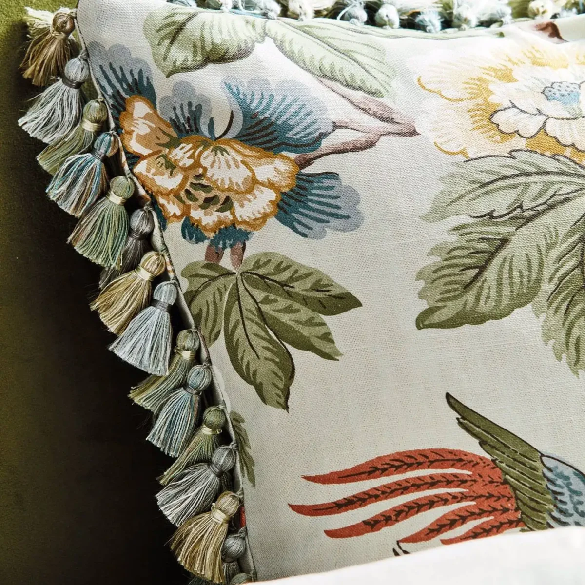 Perry Pears Fabric - Gold / Aqua by Perry Pears Fabric - Gold / Aqua from