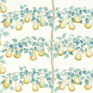 blue botanical cotton fabric from Sanderson