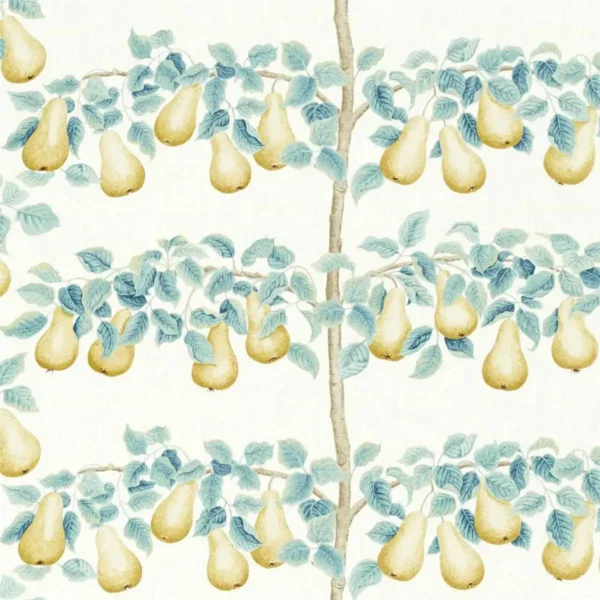 blue botanical cotton fabric from Sanderson