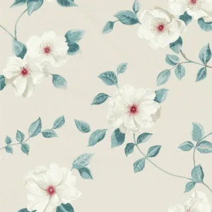 blue botanical cotton fabric from Sanderson