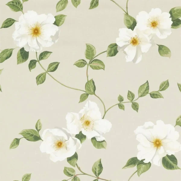 Poet's Rose Fabric - Linen by multicolour botanical cotton fabric from Sanderson