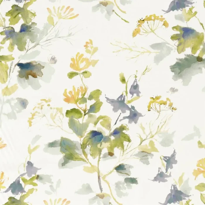 Honey Flowers Fabric - Anise / Slate swatch