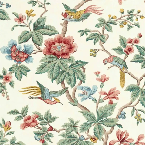 multicolour botanical cotton fabric from Sanderson