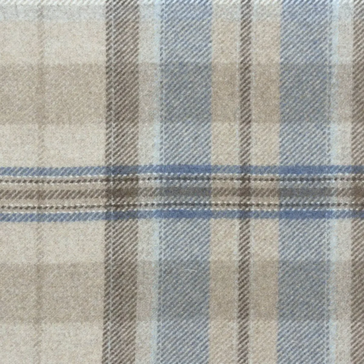 Byron Fabric - Indigo / Stone by blue checked woolen fabric from Sanderson