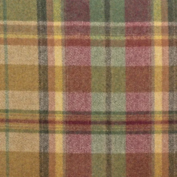 Byron Fabric - Caramel / Burgundy by multicolour checked woolen fabric from Sanderson