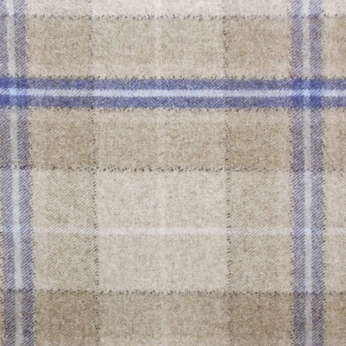 Milton Fabrics - Indigo / Stone by neutral checked woolen fabric from Sanderson