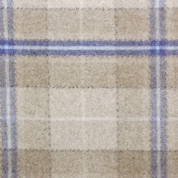 Milton Fabrics - Indigo / Stone by neutral checked woolen fabric from Sanderson