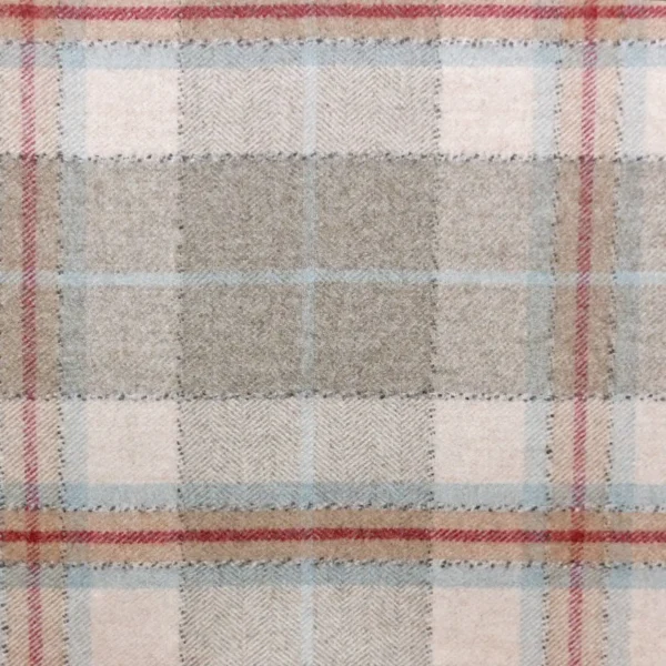 Milton Fabrics - Cherry / Biscuit by neutral checked woolen fabric from Sanderson