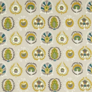multicolour botanical embroideried fabric from Sanderson