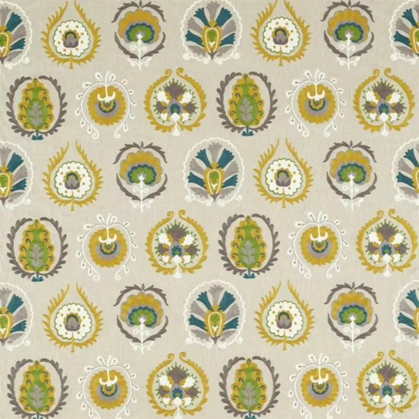 Daula Fabric - Sumac by multicolour botanical embroideried fabric from Sanderson