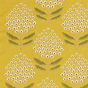 yellow botanical embroideried fabric from Sanderson