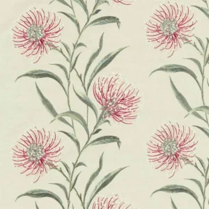 green botanical embroideried fabric from Sanderson